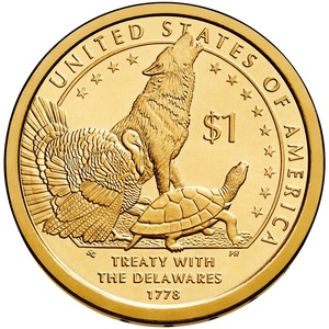 2013 1-dollar - P - Treaty With The Delawares 1778 reverse